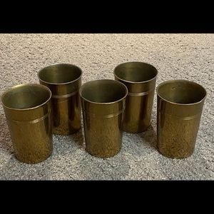 Set of 5 Gold Pewter Cups Vintage